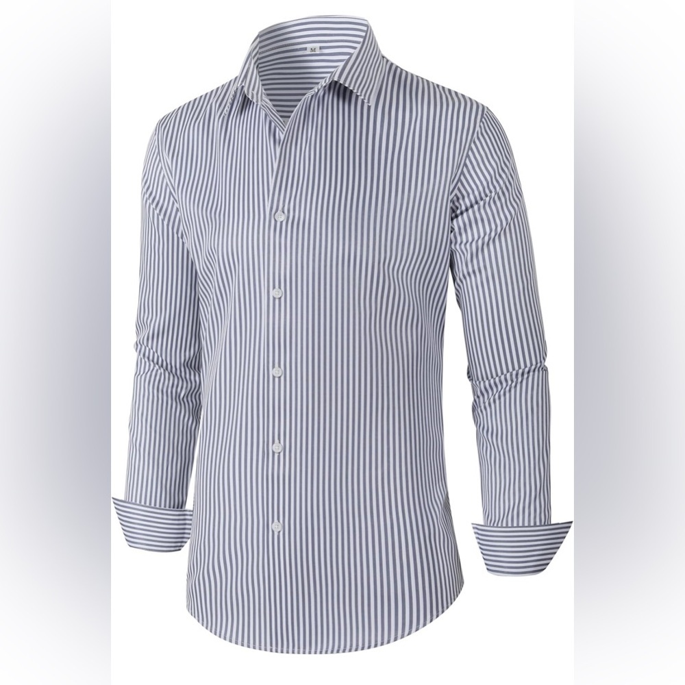 nwt-Men's GREY & WHITE‎ 
Pinstriped, classic button-down dress shirt